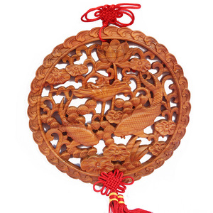 Colgante de madera de durazno con el caracter Fu, redondo, decoración tradicional para el hogar, adorno para la sala de estar, regalo - Product Image 5