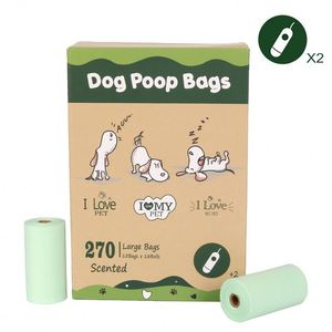 Bolsas Compostables para Desechos de Mascotas con Logotipo Personalizado, 100% Biodegradables y Reutilizables, 18 Rollos con Dispensador - Product Image 1
