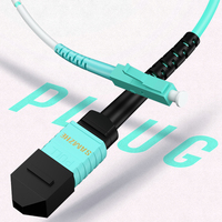 SAMZHE MPO/LC OM3 12Core Kabel Patch Serat Optik 3.00Mm 50/125 MPO Female O-polarity MTP 40G/100G Modul Serat Optik Multimode