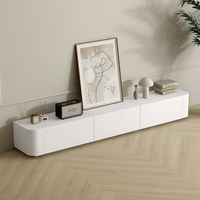 Meuble TV à coins arrondis blanc, table basse moderne, combinaison extensible haut de gamme pour salon et chambre à coucher