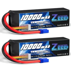 Zeee 4S Lipo电池10000毫安时14.8V 120C EC5连接器软壳RC电池，用于RC汽车卡车坦克赛车爱好模型