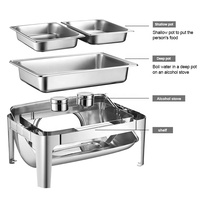 Ensemble de plats de service modernes en acier inoxydable Allnice, compatible induction, chauffe-plats à alcool pour fêtes et traiteurs