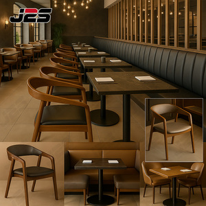 Hiện đại rắn gỗ sang trọng nhà hàng nhà hàng ghế với da cafe nhà hàng cà phê cửa hàng đồ nội thất thiết lập - Product Image 3