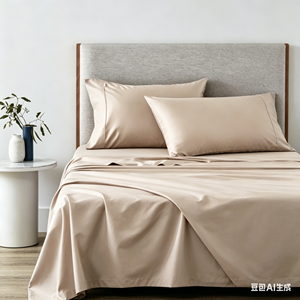 Set Sprei Bambu Organik Bersertifikat 400TC, Terdiri dari Sprei Fitted, Sprei Flat, dan <span class=keywords><strong>2</strong></span> Sarung Bantal, Bernapas, Ramah Lingkungan, Gaya Vintage - Product Image 1