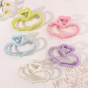 กิ๊บติดผมรูปหัวใจประดับเพชรแบบญี่ปุ่นและเกาหลี ขนาด 9.5 ซม. กิ๊บหนีบผมแฟชั่นสีลูกกวาดแบบโปร่งสำหรับผู้หญิง - Product Image 1