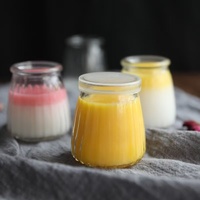 Vente en gros de bocal en verre pour pudding de 100ml-récipient à dessert à fond épais avec couvercle pour yaourt, confiture, emballage alimentaire bricolage