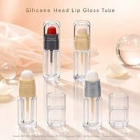 Tube à lèvres carré vide ISMAN de 3,5 ml, tête multi-usages en silicone, flacon transparent en PETG, paroi épaisse, réutilisable, contenant cosmétique