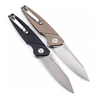 Couteau pliant haute dureté 14C28N, manche en Micarta lin, roulement à billes, couteau portable pour le camping, la pêche, l'EDC, couteau de poche