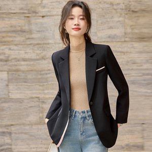 Women's Grey Blazer Solid Color Polyester Anti-Wrinkle Spring Autumn Casual Elegant Commute Style - Product Image 4