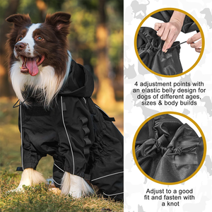 경량 반사 기계 빨 송곳니 야외 방수 개 비옷 탈착식 모자와 함께 비 - Product Image 3