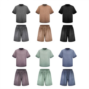 Conjunto de Camiseta y Pantalones Cortos Desgastados ALCLEVER, Estilo Americano, Teñido Inverso, Ropa Casual Versátil de Manga Corta para Primavera/Verano - Product Image 2