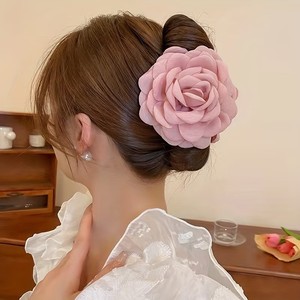 Grande pince à cheveux en velours rouge en forme <span class=keywords><strong>de</strong></span> rose, style romantique vintage, accessoire capillaire <span class=keywords><strong>flamenco</strong></span> espagnol pour femme, idéal pour mariage - Product Image 4
