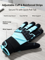 Gants de mécanicien HAIYI avec protection dorsale en tissu, unisexes, à doigts entiers, avec sangle de poignet réglable, renforcés, protection UV, antidérapants