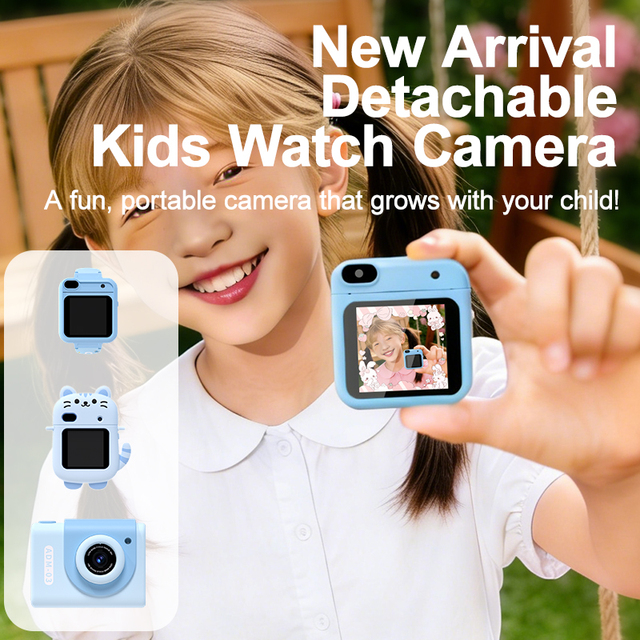 2026 Kids Camera Watch 1.54" Touch Screen 180 Rotating Lens CMOS Rechargeable Photo Video Selfie Toy Gift Factory Direct
