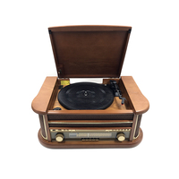 Lecteur de disques vinyle à 3 vitesses avec retour automatique, Gramophone Vintage en bois