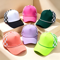 Gorras de Béisbol de Espuma a Cuadros con Logotipo Personalizado, de Alta Calidad, Transpirables, Unisex, de 5 Paneles, con Malla, Estilo Trucker