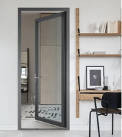 Porte battante en aluminium minimaliste RG50, insonorisée, avec verre, pour bureau, cuisine, salle de bain
