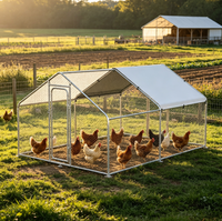 Poulailler multifonctionnel en acier galvanisé avec couverture imperméable anti-UV, porte verrouillable, grand enclos pour volailles, ferme avicole