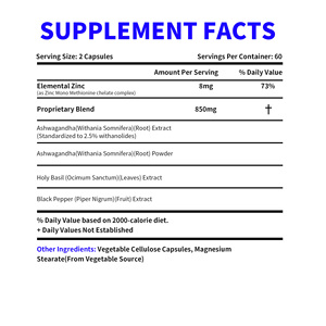 Capsules d'Ashwagandha Premium à haute teneur en Ashwagandha avec supplément à base de basilic sacré pour le soutien immunitaire et la promotion de l'équilibre de l'humeur - Product Image 5