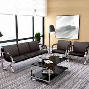 Factory Wholesale Price Silver <b>Salon</b> Waiting Chair Long Chair Multi-chair Waiting Sofa Hall Waiting Sofa - Product Image 3