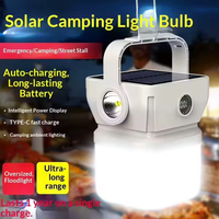 Lampada da Campeggio Solare per Esterni, Batteria a Lunga Durata, Luce Multifunzione COB per Tenda, Torcia con Gancio