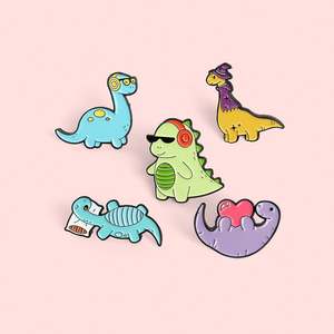 Nuevo color dinosaurio <span class=keywords><strong>serie</strong></span> broche dibujos animados música encantadora dinosaurio amor dinosaurio aleación broche ajustado esmalte pines - Product Image 3