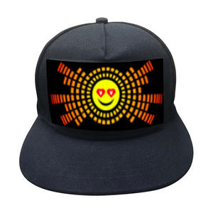 Personalizado concierto fiesta EL Panel resplandor Hip Hop sombreros móvil Emojis LOGO imagen luminosa gorras de béisbol ventilador interactivo iluminar sombreros - Product Image 4