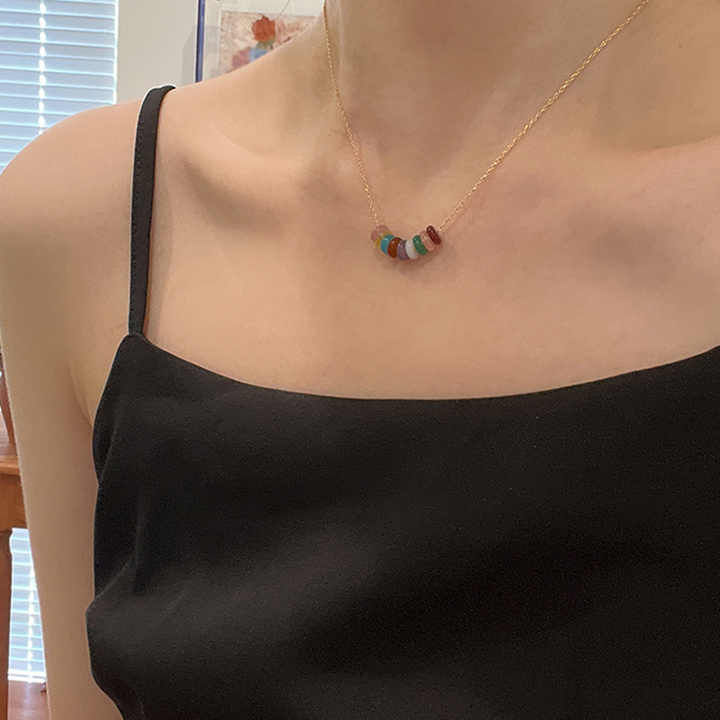 Color pendant macaron color 2025 new hot style transfer beads spacer beads diy necklace female accessories necklace female