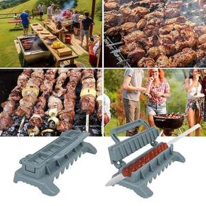 Wholesale Modern Outdoor Manual Meat <b>Threading</b> <b>Tool</b> Metal Skewer Plastic Handle Custom Logo Flat Shape for Camping BBQ Includes - Product Image 1