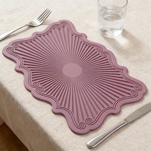 แผ่นรองจานกันน้ำลายลูกไม้ลายนูนรูปสี่เหลี่ยมผืนผ้าลดราคาพิเศษ แผ่นรองจานซิลิโคนแบบกำหนดเองสำหรับโต๊ะอาหารในครัว - Product Image 1