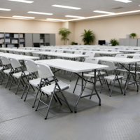 Table pliante en plastique de 6 pieds, moulée par soufflage en HDPE, avec pieds en acier, directement de l'usine, pour hôtel et salle de banquet