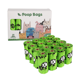 Sacs à déjections canines écologiques en plastique PE imprimés avec des pattes pour l'élimination des excréments d'animaux - Product Image 1