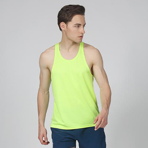 Men's Athletic Workout Training Running Wholesale Breathable Knitted Stringer Singlet With Lace Decoration - Product Image 3