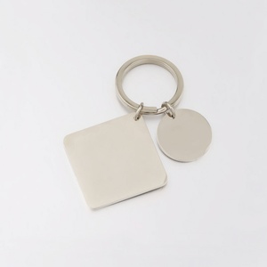 Fashion Jewelry <b>square</b> Shape Blank Round Pendant Stainless Steel Custom logo Gold Keychain - Product Image 4