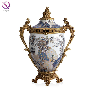 <span class=keywords><strong>Vase</strong></span> en <span class=keywords><strong>porcelaine</strong></span> antique vintage blanc et bleu avec poignée en laiton, pot <span class=keywords><strong>à</strong></span> gingembre en céramique avec couvercle pour décoration intérieure de luxe - Product Image 4