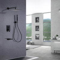 Ensemble de douche numérique or chaud froid en laiton salle de bain mitigeur robinet pluie pomme de douche luxe or avec poignée de douche