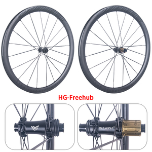 RUJIXU Vélo de route 40 mm de hauteur, en fibre de carbone T800, frein à disque, 24H, rayons de 3,7 mm, roue avant/arrière 36T à cliquet, pour pneus clincher/tubeless - Product Image 3