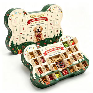 Boîte de <span class=keywords><strong>calendrier</strong></span> de l'<span class=keywords><strong>Avent</strong></span> personnalisée en forme d'os pour <span class=keywords><strong>chien</strong></span>, 24 jours, boîte mystère de compte à rebours de Noël pour friandises et jouets pour animaux de compagnie, emballage cadeau pour animaux de compagnie pour les fêtes - Product Image 1