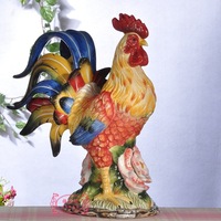 Produits chinois de luxe salon céramique animal coq sculpture ferme maison statue poulet ornement décor à la maison