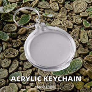 Cadre photo rond transparent personnalisé en acrylique avec porte-clés en métal DIY, pendentif porte-clés en plastique pour cadeau promotionnel - Product Image 2