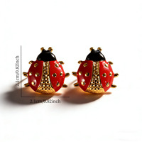 Pendientes de acero inoxidable 304 con diseño de mariquita colorida, creativos, modernos y versátiles, los más vendidos.