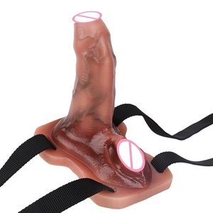 FAAK Vibrador de silicona con forma de pene para frotar y vibrar, con correas para sujeción a almohada o pierna, masturbador femenino - Product Image 1