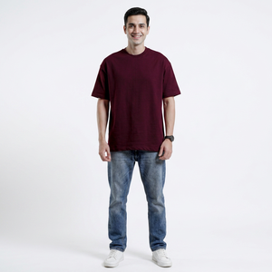 Camiseta Premium 100% Algodón de Corte Regular para Hombre, Hombros Caídos, Largo Regular, Logotipo Personalizado, Camiseta Lisa Lavada y Transpirable - Product Image 1