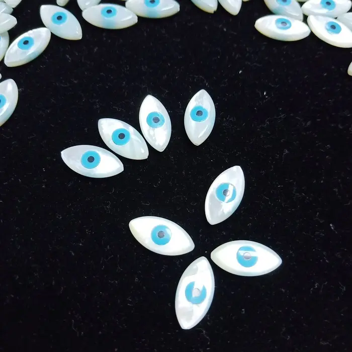 Turkish Drilled 8x16mm Marquise Mother of Pearl Devil Eye Loose Beads for Fashion Jewelry Making