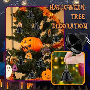 Gejoy 30 pezzi in ottone con campane dipinte a molla ganci Mini stile Vintage per matrimonio e decorazioni natalizie 1.65x1.5 pollici (nero) - Product Image 3