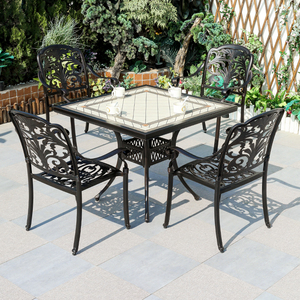 Thiết kế phổ biến thanh lịch đúc nhôm chống gỉ ăn uống ngoài trời đặt bàn gốm cho sân vườn sân sau sử dụng lâu dài - Product Image 6