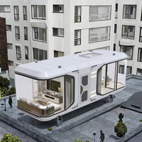 Capsule spatiale moderne en acier étanche, maison préfabriquée modulaire, mini-pod de vie pour hôtel, gîte, appartement ou complexe hôtelier