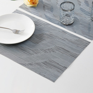 Set de table minimaliste japonais bleu-gris tissé, isolant thermique, pour la maison et l'hôtellerie - Product Image 1