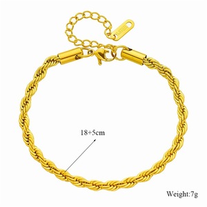 <span class=keywords><strong>Ensemble</strong></span> de Bijoux Hip Hop Plaqué Or Véritable 18 Carats, Composé d'un Bracelet Chaîne Torsadée et d'un Collier Chaîne Corde Torsadée en Acier Inoxydable - Product Image 6