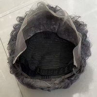 Perruque courte bouclée style pixie, couleur gris #   Perruque Lace Front 13x4 en Cheveux Humains Bouclés Jerry avec Baby Hair Frisés pour Femmes